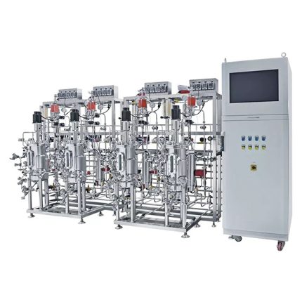 flera parallella fermentorer i rostfritt stål